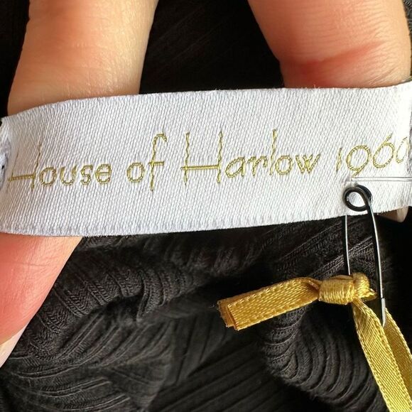 NWT House Of Harlow 1960 Ribbed Knit One Shoulder Bodycon Dress Black S - Picture 6 of 8